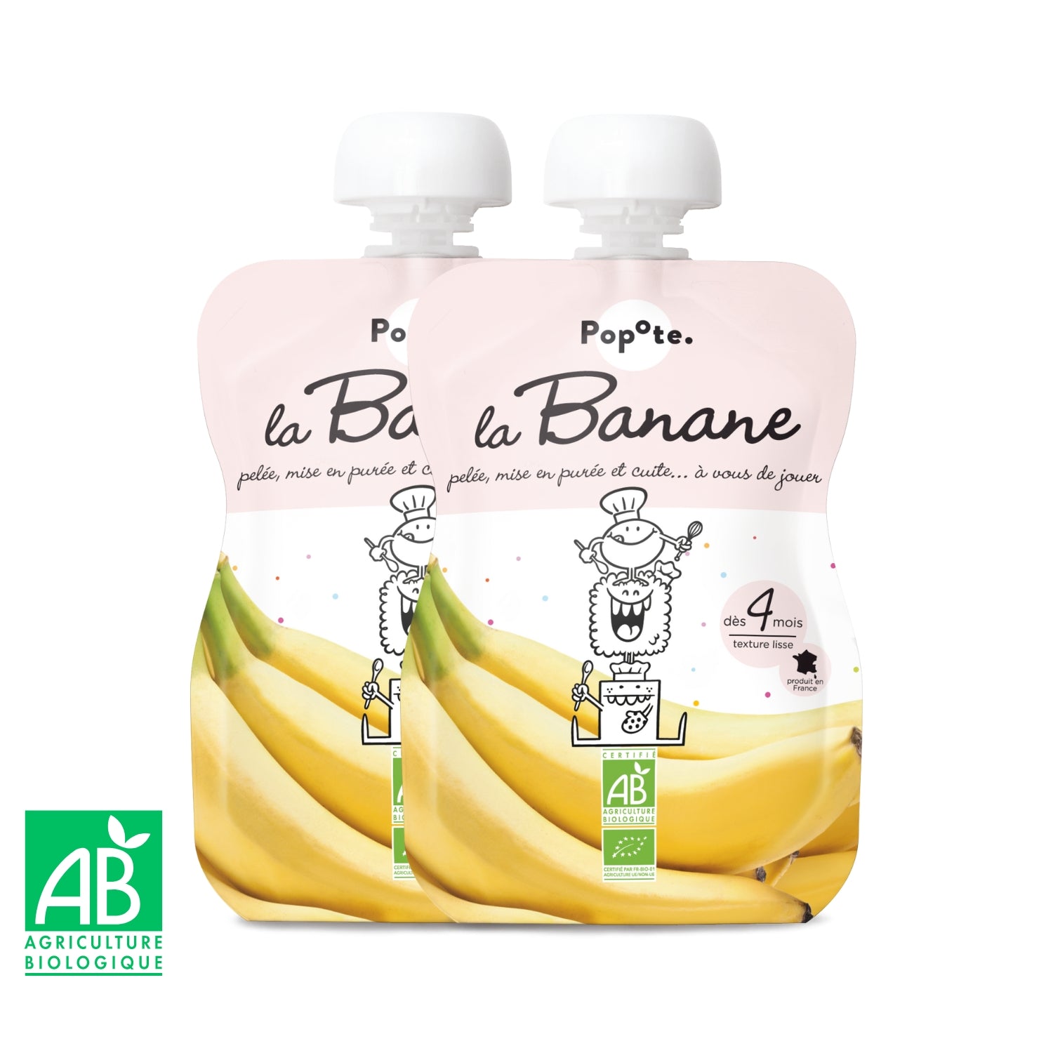 Compote Banane BIO Popote Bébé - 2 gourdes x 120g – EcoMade